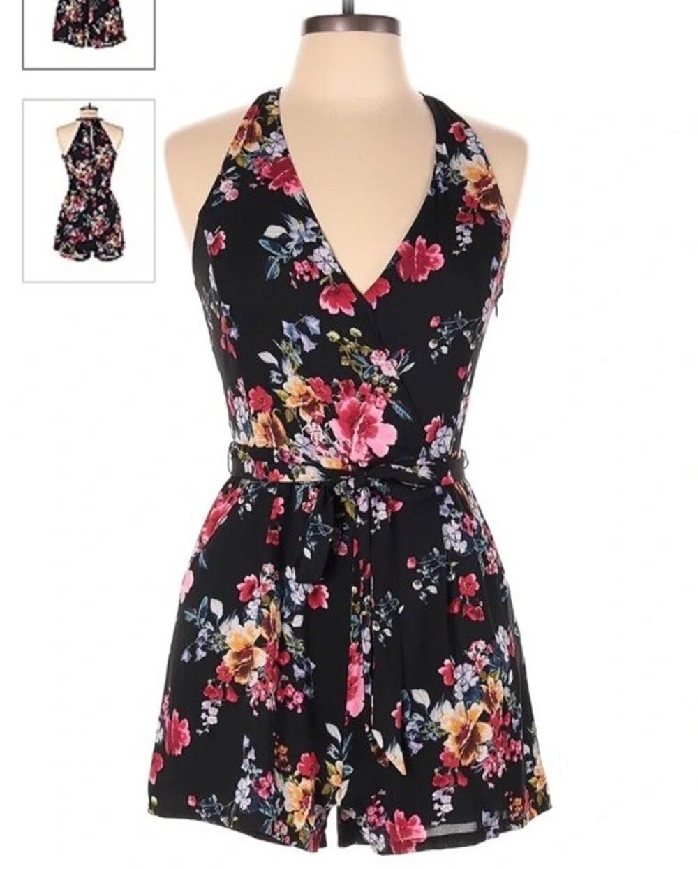 Express Floral Sleeveless Jumpsuit 12 Black Whimsigoth Dark Romantic Grunge 2016